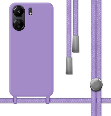 Tumundosmartphone Custodia in silicone liquido con cordino per Xiaomi Redmi 13C colore viola