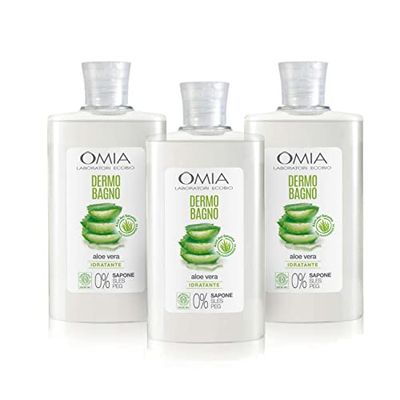 Omia, Dermo Bagno EcoBio, Gel de Baño con Aloe Vera de Salento, Suave y Refrescante, Fórmula Vegana y Sin Níquel, Pack de 3 Unidades, Botes de 400 ml