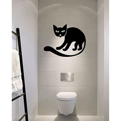 Tatoutex Stickers Chat à la Longue Queue - Noir, L 104cm x H 80cm