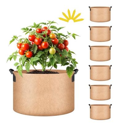 iPower tygbehållare luftning med nylonhandtag, för plantering av grönsaker, solbränna, 7 gallon