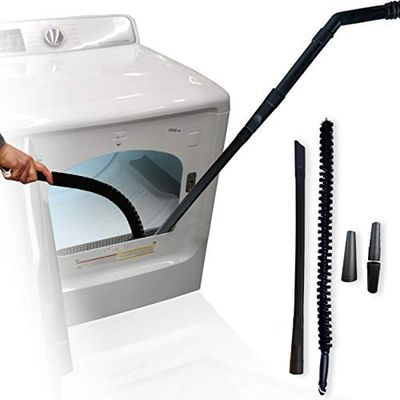 Dryer Duct Cleaning Kit Vacuum Hose Attachment Flexible and 30 inch Flexible Dryer Vent Cleaning Brush and Refrigerator Coil Brush/Radiator Brush. Fits Vacuum Hoses 1 1/4 inches or Less