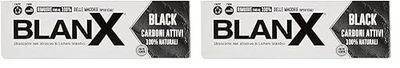 Blanx Dentifricio Black 75ml, Dentifricio Sbiancante con Licheni Islandici e Carboni Attivi 100% Naturali, Rimuove Macchie da Caffè, Fumo e Tè, Vegan Friendly (Confezione da 2)