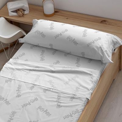 BELUM | Harry Potter 100% Cotton Printed Bed Sheet Set with Pillow and Fitted Sheet Set for Bed of 105 | Lightweight, Soft and Comfortable Sheet Set | Harry Potter Official Licensed