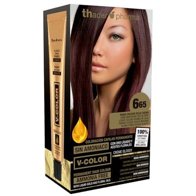 Thader TH Pharma Kit colorant sans ammoniaque pour une odeur agréable avec Liquid Gold, Couleur 6.65 Blond Foncé Rouge Acajou