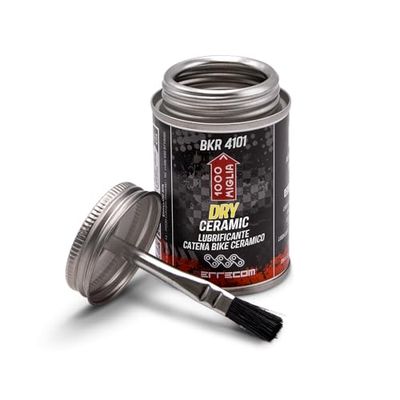 1000 Miglia BKR 4101 DRY CERAMICO Lubrificante Catena Bici per Condizioni del tracciato Asciutte e Polverose - 120 ml, formula fluorescente e profumata, Barattolo All-In-One con Pennello incluso
