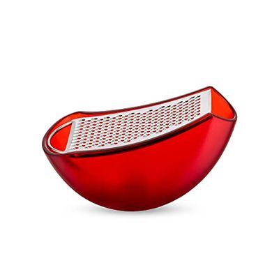Alessi Parmenide AARU01 R - Ralador com apanhador de design, de resina térmica e aço polido, vermelho