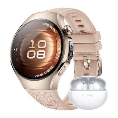HUAWEI Watch 5, 42mm Smartwatches, + FreeBuds 6i Blanco, Multi-Sensor Revolucionario X-Tap, SpO2 con la Yema del Dedo, Health Glance, Pago NFC, ECG, HRV, eSIM, Beige