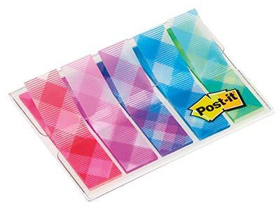 Post-it 699743 684-PLD5 plakstrips Index Mini (5x 20 gekleurd in etui, 11,9 x 43,2 mm) Gingham Collection