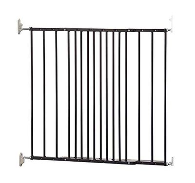 Safetots Top of The Stairs Screw Fitted Stair Gate, Black Metal, 62.5cm - 106.8cm, Metal Baby Gate, Screw Fit Safety Barrier, Stylish and Practical Safety Gate