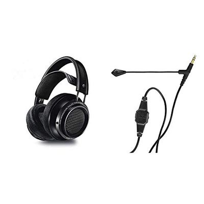 PHILIPS X2HR/00 Fidelio Cuffie Auricolari Over Ear ad Alta Risoluzione, Over Ear, Cuscinetti morbidi di Gommapiuma Deluxe, Clip per Cavo, Nero & V-MODA BoomPro Gaming/VoIP, Microfono - Black