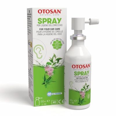 Otosan Spray Auriculaire – Nettoyant Oreille pour Conduits Auditifs Bouchés – Formule à base d’Arbre à Thé, Aloe Vera et Plantes Bio – Élimine le Cérumen Excédentaire – 50 ml