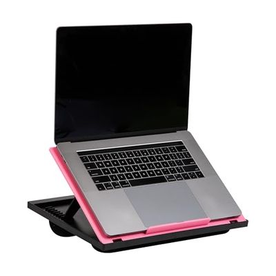 Mind Reader Lap Desk Laptop Stand, Bed Tray, Collapsible, Cushion, Portable, Dorm, Plastic, 14.75" L x 11" W x 7.3" H, Pink
