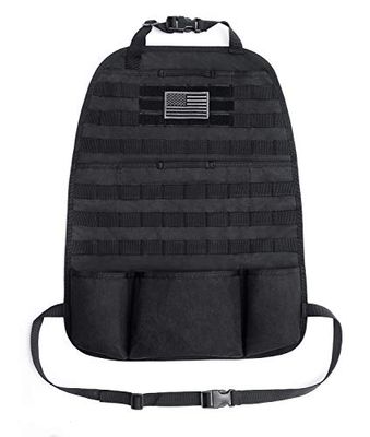 Tacticool Auto Seat Back Organizer - Upgraded Tactical Molle Voertuig Panel Universele Fit Auto Seat Cover Protector met Extra USA Vlag Patch (zwart)