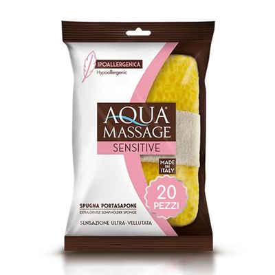 ARIX | 20 x Aqua Massage Sensitive Hypoallergenic Soap Dish Sponges, Ideal for Bathing and Showering, Sponge for Sesible Skin - 20 Pieces