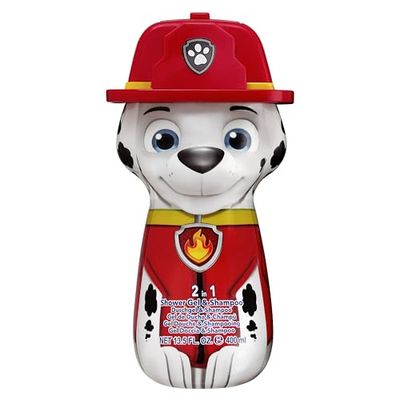 Paw Patrol Marshall 2-in-1 Shower Gel & Shampoo for Kids & Adults – Vegan, 90% Natural Ingredients, 3D, Paraben Free, Dermatologically Tested, Gentle Hair & Body Wash for children Ages 3+, 400ml