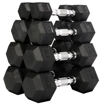 Fitvids Manubri esagonali rivestiti in gomma, set da 5, 10, 15, 9 kg