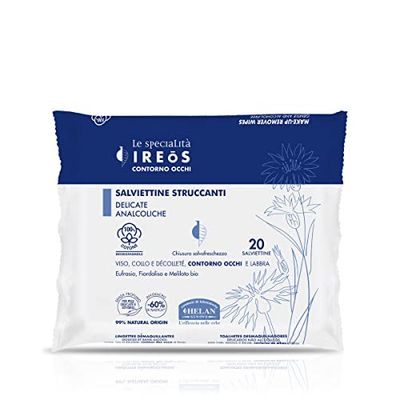 Helan, IREOS - Lingettes démaquillantes douces pour peau sensible, démaquillage du visage et des yeux, des lèvres et du cou pour les soins de la peau et le nettoyage du visage