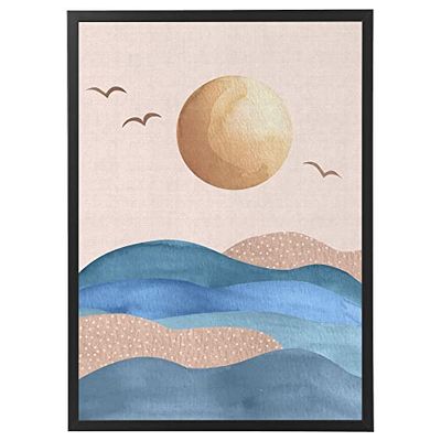 Arterby's® - Premium Poster Quadro Cornice Tela Canvas Dipinto Mood - Illustrazione Viso Donna Linea Astratta Ritratto - Made in Italy - HD Tela con Cornice Semplice Nera 40x50 cm A0015 D0011