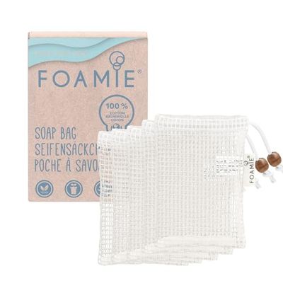 Foamie Juego de 5 saquitos de jabón orgánicos para champú sólido y jabones, bolsa para jabón exfoliante para crear más espuma y secar el jabón, 100% algodón