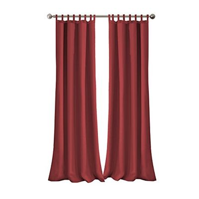 Elrene Home Fashions Matine väderbeständig, enfärgad gardinpanel med flikar upptill, för inomhus- och utomhusbruk, för veranda, pergola, uteplats, däck, 132 cm B x 241 cm L, röd