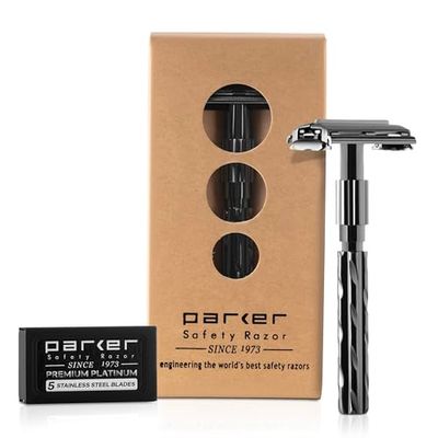 Parker safety razor rasoio di sicurezza 22R apertura a farfalla + 5 lamette da barba parker