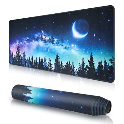 EFISH Grote gamingmuismat(800 × 300 × 3mm) met gestikte randen, verlengde muismat, duurzame antislip basis van natuurlijk rubber, wasbaar toetsenbord, bureaukussen voor gamer, kantoor en thuis.