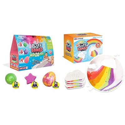 20 x Bath Bombs Mega Value Pack from Zimpli Kids, Perfect Boxed Bath Bomb Gift Set & 3 x Large Cloud Rainbow Bath Bombs from, Special Effect Bath Bombs