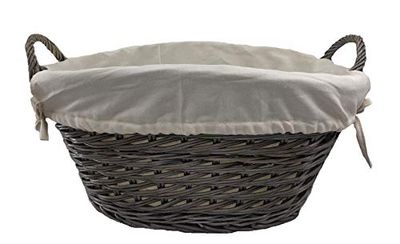 Red Hamper Small Wicker Wash Basket with White Lining, Brown, One Size
