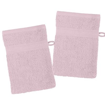 LOVELY CASA - Lot de 2 gants de toilette 15 x 21 cm - LAGUNE - Poudre