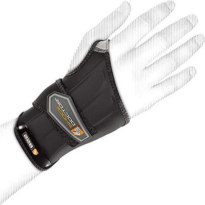 Shock Doctor 822, Fascia protettiva per polso, mano destra, chiusura ad avvolgimento, Nero (Black), M