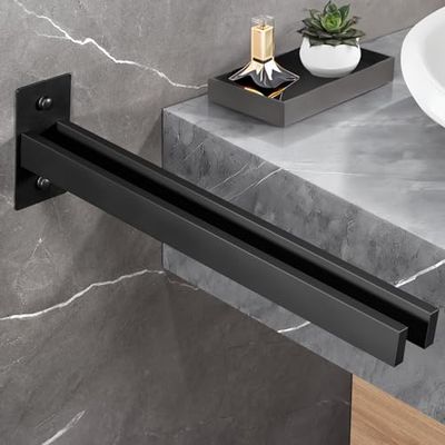 Toalleros de Baño Sin Taladro, Acero Inoxidable 304 Toallero Negro Toallero Pared Autoadhesivo, Porta Toallas Baño Cepillado Accesorios Sin Taladro En Pared para Baño y Cocina