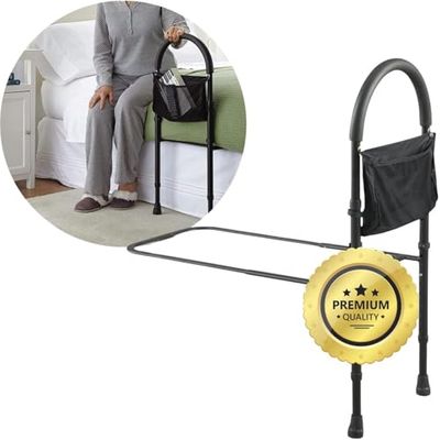 OrtoPrime Comfortabele bedgreep, voor volwassenen, veiligheidsbed, barrière voor volwassenen + tijdschriftenstandaard, gevoerde handgreep, bedleuning, bed, anti-bed