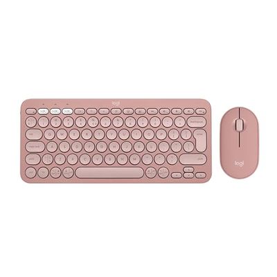 Logitech Pebble Keys 2 K380s, Teclado Bluetooth multidispositivo Pebble Mouse 2 M350s, estilizado ratón inalámbrico Bluetooth - Rosa