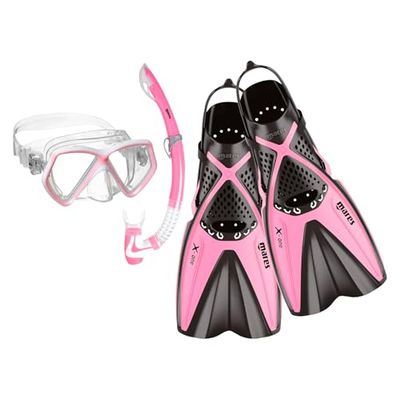 Mares Aquazone Set X-One Pirate, conjunto com máscara tubo e abas de snorkel para crianças, unissexo, rosa, S