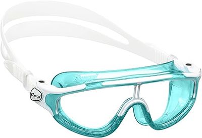 Cressi King Baloo Kid Goggles Lunettes de Natation Unisex-Youth, Aiguemarine/Blanc, 7/15 Ans
