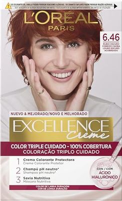 L'Oreal Tintura per Capelli, Excellence Creme, 200 gr, 6.46 Rubio Oscuro Cobrizo Caoba