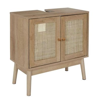 HOME DECO FACTORY Nuevo 2024-MUEBLE LAVABO 60x30 H.70, HD0227, sottolavabo, Modello Bali, Collezione Natural Crush, mobiletto, mobili da Bagno, 60 x 70 x 30 cm, Marrone, Legno-Truciolato, 60x70x30 cm