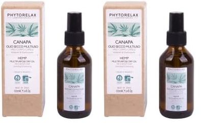 Phytorelax Laboratories Canapa Vegan & Organic - Olio Secco Multiuso Viso –Corpo -Capelli - 100Ml (Confezione da 2)