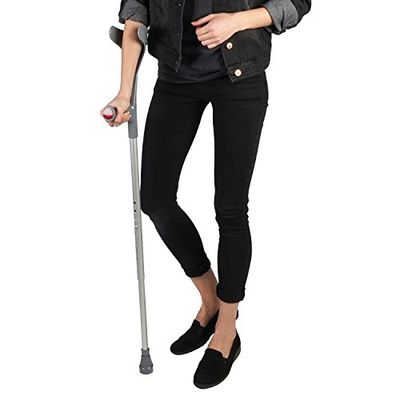 Soles Walking Forearm Crutch - Single Unit - Adjustable, Aluminum - Men or Women - Lightweight, Comfortable & Durable (Gray)