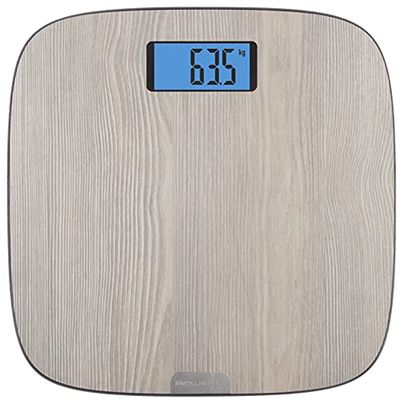Rowenta Origin Light Wood BS1600 Bathroom Scale with Large Display, Wood Finish, Auto On, Multiple Measurements, 160kg Capacity with 100g Graduation, AAA Batteries Included