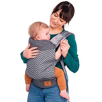 LIONELO Margareet porte bebe, position correcte de bébé sain pour les hanches, 3 positions de portage, hautement réglable, large ceinture de hanche capuche