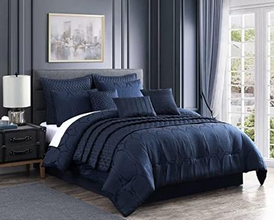 Riverbrook Home Comforter Set, Polyester, Dark Blue, King, Set of 10