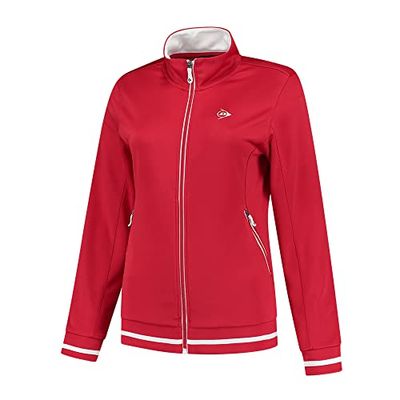 Dunlop Dames Club Dames Gebreide Jas Tennis Shirt, Rood, XL, rood, XL