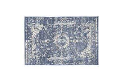 LIFA LIVING Alfombra de salón Vintage, Alfombra de Dormitorio de Estilo escandinavo, Alfombra Rectangular de Polipropileno, 133 x 200 cm, Azul, Fácil de Limpiar