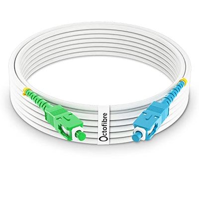 Octofibre - Câble Fibre Optique Freebox - 5m - Renforcée avec Blindage Kevlar - Rallonge/Jarretiere Fibre Optique - SC APC vers SC UPC - Garantie 10 Ans