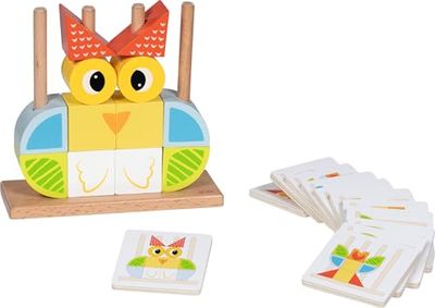 goki 58331 Vario - Juego de 12 tarjetas de madera, promueve la creatividad y la coordinación mano-ojo, juguete de habilidades motoras con diferentes formas, 16 cm x 6 cm x 15 cm, juego de 29 unidades,