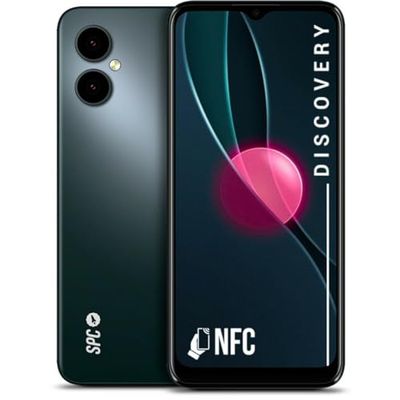 SPC Discovery Smartphone, 3 + 128 GB, display 16,5 cm (6,5 inch), HD+, NFC, ontgrendeling van gezichts- en vingerafdrukken, 4G, dubbele camera achter 13 MP met IA, batterij 4500 mAh, Android 13, Deep