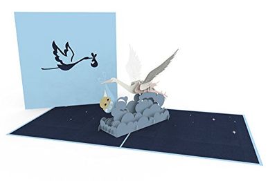 St Origami djur popup-kort 15 x 15 x 0,3 cm blå
