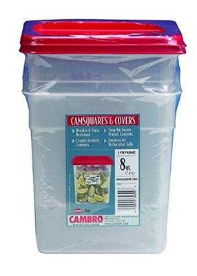 Cambro Square Food Storage Containers with Lids, 8 Quart