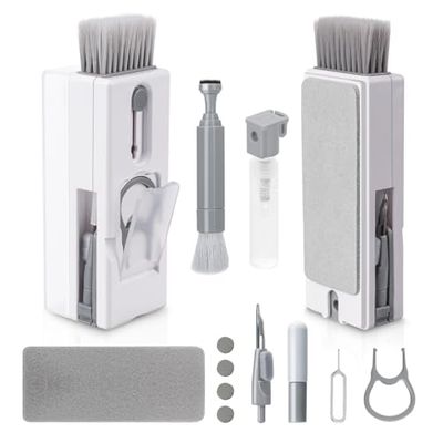 Alyvisun 11 in 1 Laptop Reinigingsset, Multifunctionele Toetsenbord Reinigingsset met Toetsenkap Verwijderaar, voor Tablet, Oortelefoons, Computer, Grijs